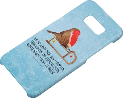 Produktbild von Mr. & Mrs. Panda Samsung Galaxy S8 plus Handyhülle  Rotkehlchen Schlitten - Eisblau - Geschenk, Weihnachten, Handy Case, Cover, Hülle, Vogel