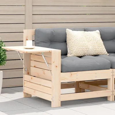 Produktbild von Design Gartensofa mit Armlehne und Kissen Massivholz Kiefer, Gartensofas 2024 Neu