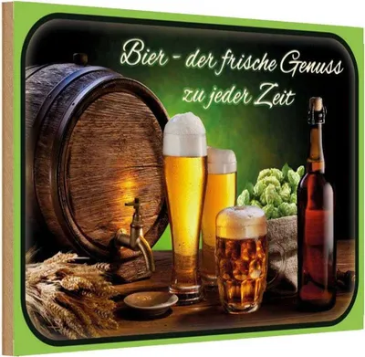 Produktbild von vianmo Holzschild 12x18 cm Bier frischer Genuss zu jeder Zeit