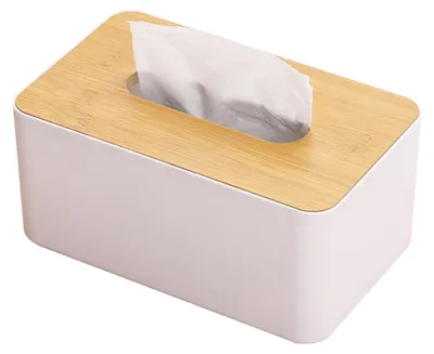 Productafbeelding van Bamboe tissuebox met deksel - Rechthoekige tissuebox voor standaard make-up doekjes - Hoogte x Breedte x Diepte: 10 x 21 x 13 cm