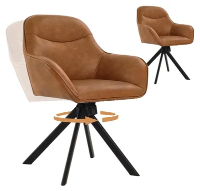 2er-Set Drehstühle mit Armlehnen, Kunstleder, braun, 360° drehbar