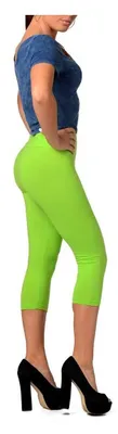 Produktbild von Leggings 3/4  Hoher Bund Baumwolle; Limettengrün S/36