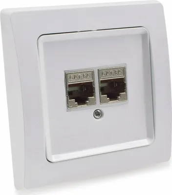 Zdjęcie produktu dla Gniazdo sieciowe DELPHI 2x CAT6, z ramką, podtynkowe, białe