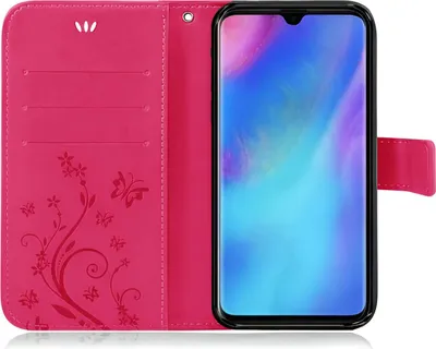 Produktbild von Handytasche für Huawei P30 Lite Blumen Flip Cover Buchhülle mit Magnetverschluss, Pink
