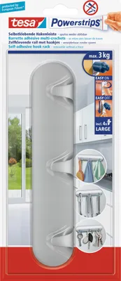 Produktbild von tesa Powerstrips Hakenleiste, mit 3 Haken, matt chrom (8758095)
