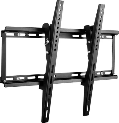 A black metal TV wall mount is shown against a white background.