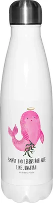 Produktbild von Mr. & Mrs. Panda Thermosflasche Sternzeichen Jungfrau - Weiß - Geschenk, Geburtstag September, Wasserflasche, Meerjungfrau, thermosflaschen, Jungfer, Thermos