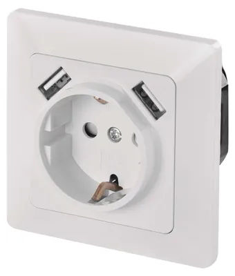 Steckdose mit USB 2,1A max. SCHUKO, weiss