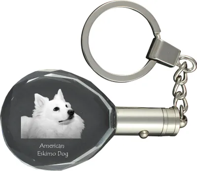 Produktbild von American Eskimo Dog, American Spitz, Eskie - Anhänger mit einem Foto eines Hundes, Schlüsselanhänger aus Kristall in einer Geschenkbox, ein einzigartiges Geschenk von Art-Dog
