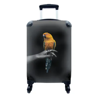 Produktbild von MuchoWow® Koffer Handgepäck Trolley Rollkoffer Kleine Reisekoffer mit 4 Rollen - Vogel - Zweig - Papagei - Cabin Size < 55x40x23 cm & 55x40x20 cm - Fotokoffer - Kabinenkoffer - Boardgepäck - Reise-Box - Reisekoffer - Reisegepäck - Koffer mit Bild - Trolley für Kinder