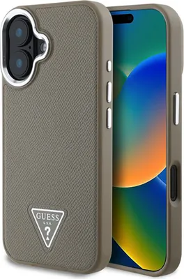 Produktbild von Guess PolyurethanGrained Triangle Logo Iphone 16 Handyhülle    One Size