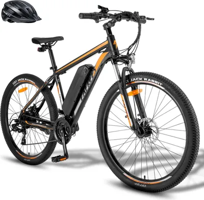 Produktbild von E Bike Rostfreie Aluminiumlegierung MTB 27,5 Zoll bis zu 90 - 110 km Elektrofahrrad mit 21 Gang Mountainbike, Orange