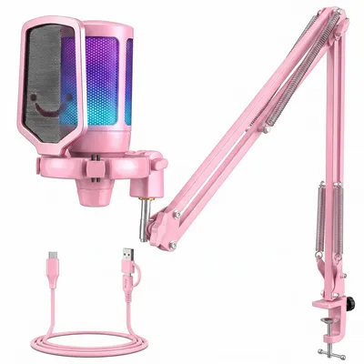 Produktbild von FIFINE Gaming Mikrofon PC mit Arm USB Microphone für Podcast Streaming Studio