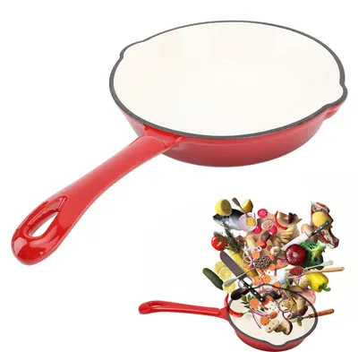 Immagine prodotto di Elzusha - Padella in ghisa smaltata con manico lungo, diametro 20 cm