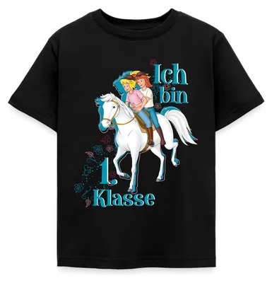 Produktbild von Spreadshirt Bibi und Tina Ich Bin 1. Klasse Kinder T-Shirt, 122/128 (7-8 Jahre), Schwarz