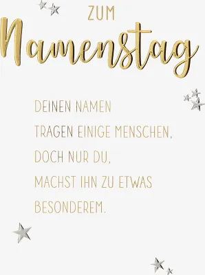Produktbild von Namenstag - Glückwunschkarte im Format 11,5 x 17 cm mit Briefumschlag