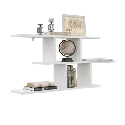 Image de Étagère murale blanche 100 cm – étagère suspendue moderne – étagère de style scandinave – bibliothèque pour chambre d'enfant, salon ou chambre à coucher – étagère ouverte
