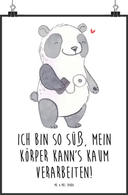 Produktbild von Mr. & Mrs. Panda Bild Panda Insulinpumpe DIN A3 - Weiß - Geschenk, wanddeko, drucke, Plakat, Kunstdruck, Diabetes, Wandbild, Mellitus