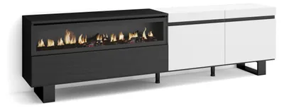 TV-Lowboard mit E-Kamin, 200x57x35 cm, für TVs bis 80"