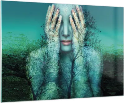 Produktbild von Bilder auf glas - Einteilig - Frau Natur Grafik - 100x70cm - Glasbilder - Wandbilder - Bilder - zum Aufhängen bereit - Wanddekoration aus Glas - Glas Bilder - Wandbild auf Glas - GAA100x70-4254