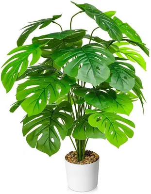 Obrázek produktu pro Velká zelená umělá rostlina, 70 cm, s 24 listy, vhodná do interiéru i exteriéru