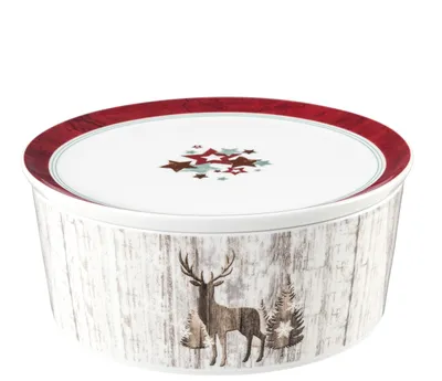Zdjęcie produktu dla Okrągła miska z pokrywką 21 x 9 cm – Seltmann Weiden Life Christmas – miska na ciasteczka, puszka na ciasteczka