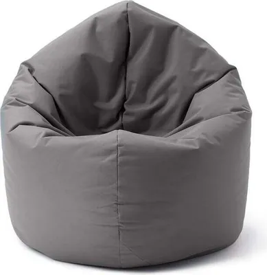 A grey beanbag chair on a white background.