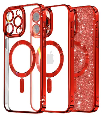 Produktbild von Techsuit Luxury Glitter Back Cover Hülle mit MagSafe für Apple iPhone 13 Pro - Rot