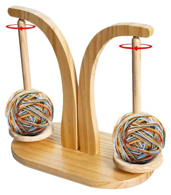 Produktbild von Magnetischer Pendelstrickhalter aus Holz, Häkelgarntitel | Stabiler Schreibtischspinner und Nähorganisator