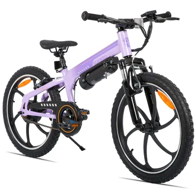 Produktbild von Hiland 20 Zoll Elektro-Mountainbike für Kinder mit 250W Motor, 5,2 Ah Herausnehmbarer Akku, Vorderradfederung, V-Bremsen, Ein-Gang-E-Bike für Kinder
