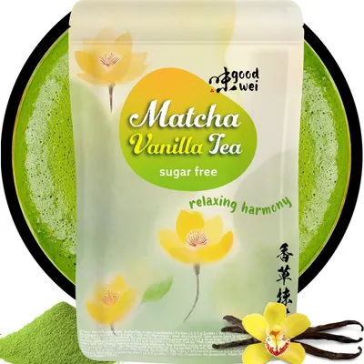 Obrázek produktu pro Prémiový Matcha s vanilkou – japonský zelený čaj pro energii a pohodu