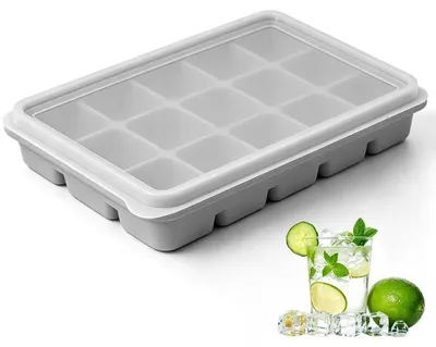 Eiswürfelbehälter aus Silikon, 15 Würfel, mit Deckel, BPA-frei