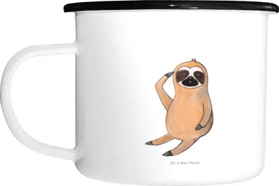 Produktbild von Mr. & Mrs. Panda Camping Tasse Faultier Vogel - Weiß - Geschenk, Haferl, Spinner, Pott, Früher, Teetasse, Große, Angespannt, Emaille, Kaffeebecher, Genervt