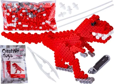 Produktbild von Bügelperlen 3D Version, TYRANOZAUR, T-REX, DINOSAUR, Sachet, Bügelperlen