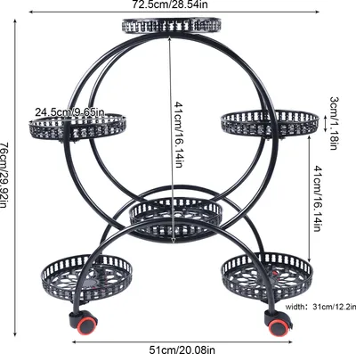 Image de 6 couches de supports pour fleurs Support pour plantes en métal Échelle pour fleurs d'intérieur et d'extérieur