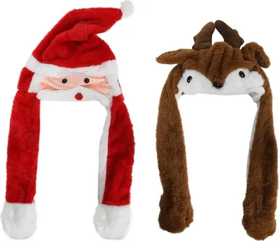 Image de Svenska Living : bonnet de Noël, jouet renne du Père Noël, articulé, 30 cm, rouge