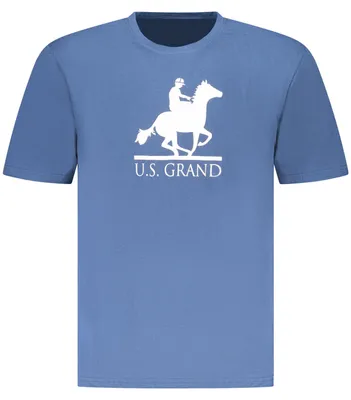 Image de T-shirt bleu à manches courtes pour homme, col rond et logo imprimé
