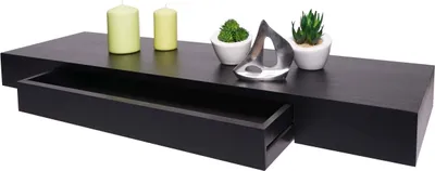 Produktbild von Wandregal HWC-H37, Schweberegal Wandboard Hängeregal Regal, Schublade Massiv-Holz 8x80x25cm schwarz
