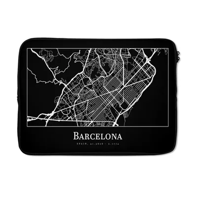 Produktbild von MuchoWow® Laptop Hülle 13 Zoll Stadtplan - Barcelona - Karte Laptoptasche - Laptophülle - Sleeve - Rundumschutz