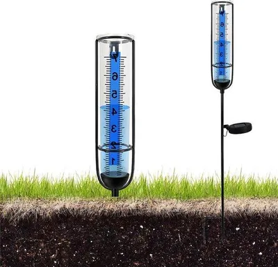 Image de Pluviomètres en verre à énergie solaire pour l'extérieur, avec éclairage