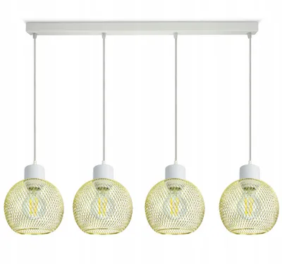 Produktbild von LUXOLAR Pendelleuchten E27 60 W mit Netz 4 flammig Gold-Weiß - Deckenlampe für Wohnzimmer, Küchen
