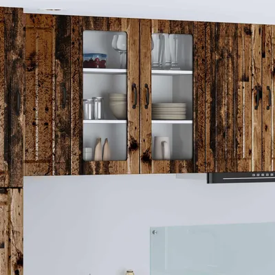 Produktbild von vidaXL Wandglas-Schrank LUCCA Altholz 80 x 31 x 80 cm Holzwerkstoff