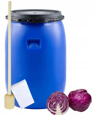 Zdjęcie produktu dla Zestaw Do Kieszenia Kapusty Beczka 60L Worek + Tłuczek Plastikowa Obejma