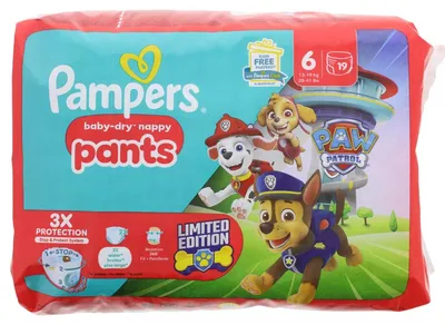 Produktbild von Pampers Baby Dry Nappy Pants 19 Windeln Paw Patrol Edition Grösse 6 13-19kg Windelhosen