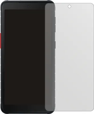 A smartphone screen protector is shown next to a smartphone.