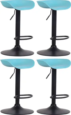 Produktbild von CLP 4er Set Barhocker Anaheim Kunststoff Trompetenfuß mit Fußstütze blau Gestell Farbe schwarz