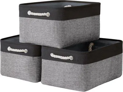Produktbild von Famanu Aufbewahrungskorb 3er Set - 40,6 x 30,5 x 20,3 cm, Schwarz