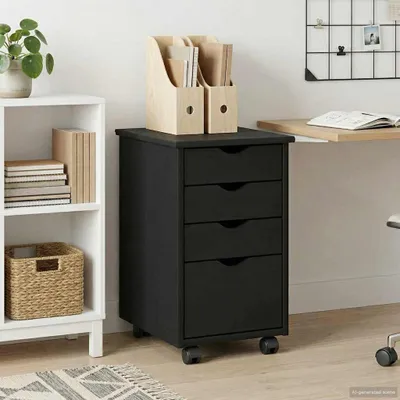 Produktbild von vidaXL Rollschrank Schwarz 34 x 39 x 56 cm Massives Kiefernholz