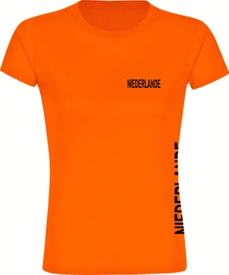 Produktbild von multifanshop Damen T-Shirt - Niederlande - Brust & Seite, orange-1, Größe M