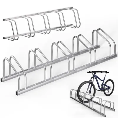 Produktbild von MONZANA® Fahrradständer für 5 Fahrräder 37cm Radabstand 30-65mm Reifenbreite rostfreier Stahl selbstsichernde Schrauben Boden oder Wandmontage Mehrfachständer Fahrradhalter Aufstellständer Radständer